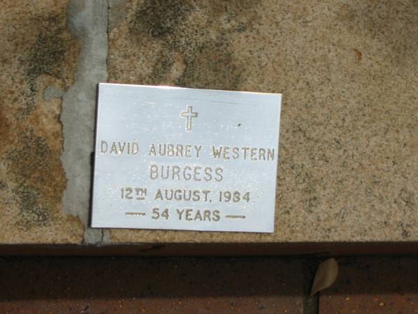David Aubrey Western BURGESS  | 12 Aug 1984, aged 54  | Saint Augustines Anglican Church, Hamilton  |   | 