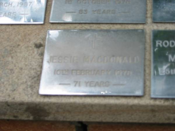 Jessie MacDONALD  | 10 Feb 1978, aged 71  | Saint Augustines Anglican Church, Hamilton  |   | 