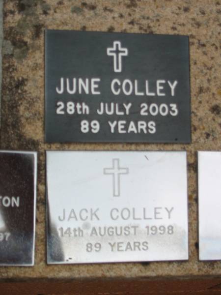June COLLEY  | 28 Jul 2003, aged 89  | Jack COLLEY  | 14 Aug 1998, aged 89  | Saint Augustines Anglican Church, Hamilton  |   | 