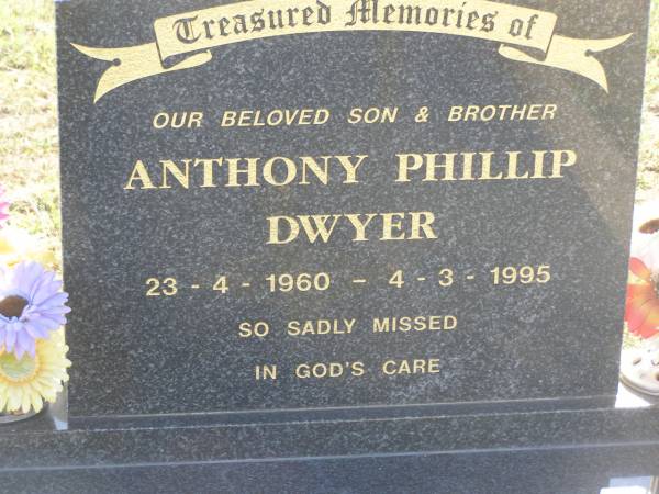 Anthony Phillip DWYER  | b: 23 Apr 1960, d: 4 Mar 1995  | Harrisville Cemetery - Scenic Rim Regional Council  |   | 