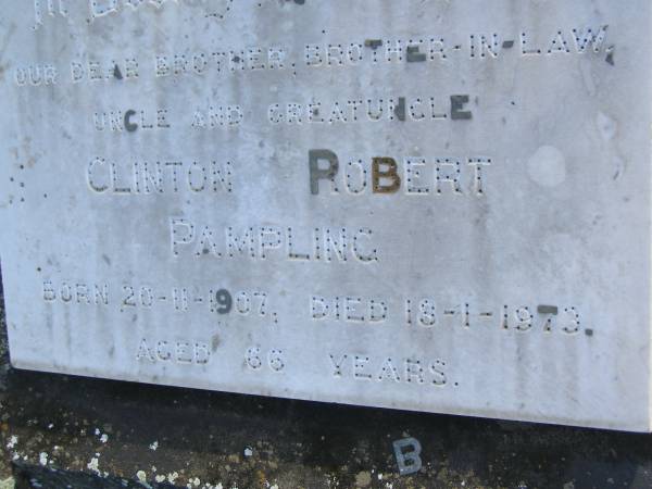 Clinton Robert PAMPLING  | b: 20 Nov 1907, d: 18 Jan 1973, aged 66  | Harrisville Cemetery - Scenic Rim Regional Council  | 