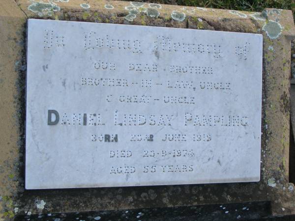 Daniel Lindsay PAMPLING  | b: 23 Jun 1919, d: 23 Sep 1974, aged 55  | Harrisville Cemetery - Scenic Rim Regional Council  | 