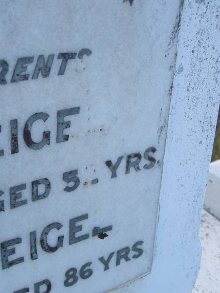 Laura WEIGEL  | d: 22 Dec 1928, aged 52  | G Emil WEIGEL  | d: 3 Jul 1959, aged 86  | Harrisville Cemetery - Scenic Rim Regional Council  | 