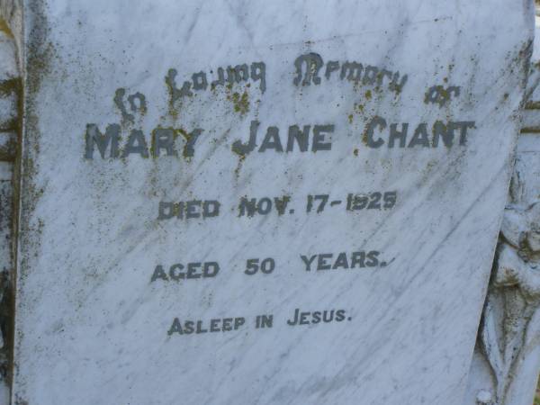 Mary Jane CHANT  | d: 17 Nov 1925, aged 50  | Harrisville Cemetery - Scenic Rim Regional Council  | 