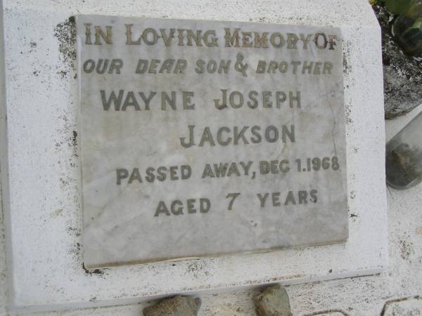 Wayne Joseph JACKSON  | d: 1 Dec 1968, aged 7 years  | Harrisville Cemetery - Scenic Rim Regional Council  | 