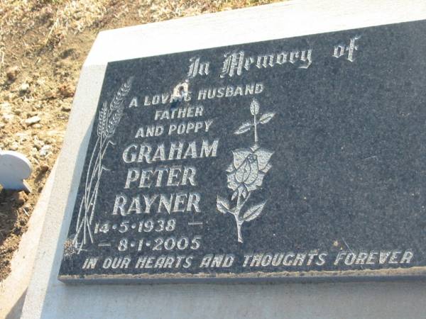 Graham Peter RAYNER  | b: 14 May 1938, d: 8 Jan 2005  |   | Harrisville Cemetery - Scenic Rim Regional Council  | 