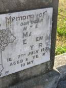 Philip James DWYER d: 18 Sep 1949, aged 63 Mary Ellen DWYER d: 7 Jul 1971, aged 88 years 10 mths Harrisville Cemetery - Scenic Rim Regional Council  