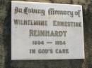 Wilhelmine Ernestine REINHARDT b: 1894, d: 1974 Harrisville Cemetery - Scenic Rim Regional Council  