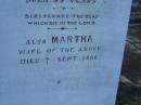 
Luke SMITH
d: 18 Jul 1879, aged 52
(wife) Martha (SMITH)
d: 7 Sep 1888 aged 59
Harrisville Cemetery - Scenic Rim Regional Council
