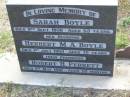 
Sarah BOYLE
d: 9 Sep 1936, aged 53
Herbert M A BOYLE
d: 1 Jul 1950, aged 72
(grandson) Robert H PERRETT
d: 1 May 1951, aged 20 months
Harrisville Cemetery - Scenic Rim Regional Council
