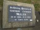 Gertrude Catherine MULLER 19 Oct 1906 to 19 Aug 1994 Harrisville Cemetery - Scenic Rim Regional Council 