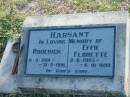 Roderick HARSANT b: 4 Mar 1901 d: 31 May 1991 Effie Florette HARSANT b: 2 Jun 1903 d: 6 Oct 1990  Harrisville Cemetery - Scenic Rim Regional Council 