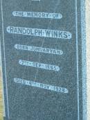 Randolph WINKS b: Jondaryan 7 Sep 1865 d: 4 Nov 1928  Harrisville Cemetery - Scenic Rim Regional Council 