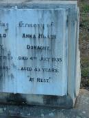 Archibald DONAGEY d: 20 Jul 1929, aged 83 Anna Miller DONAGHY d: 4 Jul 1935, aged 83  Harrisville Cemetery - Scenic Rim Regional Council 