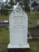 Luke SMITH d: 18 Jul 1879, aged 52 (wife) Martha (SMITH) d: 7 Sep 1888 Harrisville Cemetery - Scenic Rim Regional Council 