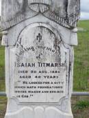 
Isaiah TITMARSH
d: 30 Aug 1880, aged 40

Harrisville Cemetery - Scenic Rim Regional Council
