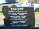 KNOPKE; Wilhelm Frederick, 3-10-1895 - 7-5-1952; Elsie Anna Loise, 6-8-1904 - 26-3-2001,  wife of Willy 1925-1952, wife of Ben BENFER 1962-1992; Leslie William, 14-4-1930 - 1-9-1952; dad, mum, brother; St Paul's Lutheran Cemetery, Hatton Vale, Laidley Shire 