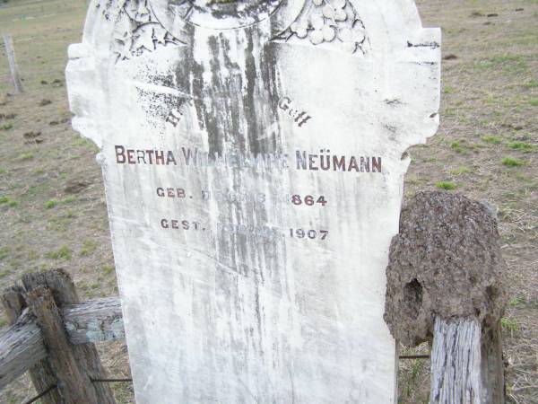 Bertha Wilhelmine NEUMANN  | b: 6 Dec 1864,  | d: 25 Feb 1907  | Old Hatton Vale (Apostolic) Cemetery  |   | 