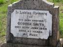 George SMITH, brother, died 23 June 1954 aged 53 years; Helidon General cemetery, Gatton Shire 