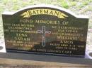 Edna Sarah BATEMAN, mother grandmother great-grandmother, died 2-1-2000 aged 88 years; William Amos BATEMAN, husband father grandfather, died 3-9-1989 aged 78 years; Helidon General cemetery, Gatton Shire 