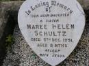 Maree Helen SCHULTZ, daughter sister, died 5 Dec 1951 aged 8 months; Helidon General cemetery, Gatton Shire 