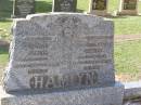 
Henry HAMLYN,
father,
died 19 Aug 1948 aged 85 years 8 months;
Martha Colclough HAMLYN,
mother,
died 5 May 1939 aged 78 years 11 months;
Helidon General cemetery, Gatton Shire
