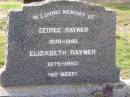 
George RAYNER,
1870 - 1940;
Elizabeth RAYNER,
1875 - 1950;
Helidon General cemetery, Gatton Shire
