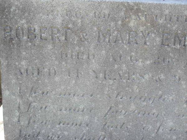 Mary,  | daughter of Robert & Mary Emma SMITH,  | died 20 Aug 1915 aged 14 years 9 months;  | Helidon General cemetery, Gatton Shire  | 