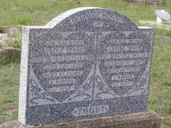 Adolf TROST,  | father,  | died 29 July 1937 aged 67 years 2 months;  | Louisa TROST,  | mother,  | died 14 Oct 1940 aged 64 years 5 months;  | Helidon General cemetery, Gatton Shire  | 