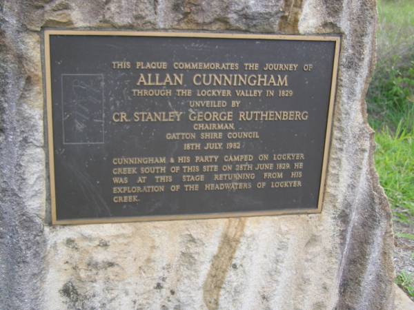 Allan CUNNINGHAM;  | Stanley George RUTHENBERG;  | Helidon, Gatton Shire  | 