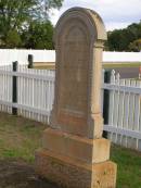 
Margaret OBOYLE,
native of County Sligo Ireland,
died 3 April 1908 aged 72 years;
Sarah OBOYLE,
daughter,
died 4 Jan 1878 aged 3 years;
Martin OBOYLE,
died 28 Jan 1913;
Highfields Baptist cemetery, Crows Nest Shire
