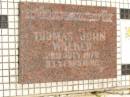 Thomas John WALKER, died 28 July 1970 aged 83 years 10 months; Howard cemetery, City of Hervey Bay 