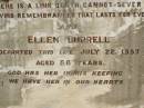 John Henry BURRELL, died 7 Aug 1921; Ellen BURRELL, died 22 July 1957 aged 88 years; Howard cemetery, City of Hervey Bay 