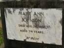 Mary Ann JOYNSON, died 26 Aug 1956 aged 74 years; Howard cemetery, City of Hervey Bay 