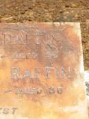 Margaret RAFFIN, died 14 Dec 1921 aged 46 years; Louis Henry RAFFIN, died 1 April 1962 aged 86 years; Howard cemetery, City of Hervey Bay 