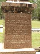 William RANKIN, father, managing director Queensland Collieries Howard, born Tollcross Scotland 23 April 1836, died Corina Queensland 15 Oct 1917 aged 81 years; Isabel H. ROSS, youngest daughter, died Brisbane 5 Aug 1938 aged 60 years; William C.F. RANKIN, youngest son of William & Jane RANKIN, general manager Queensland Collieres Howard, born Calston Ayrshire Scotland 22 Aug 1880, died Howard Queensland 11 May 1919; John A. RANKIN, eldest son, died Hpward 6 April 1930 aged 71 years; Marion Anderson, daughter, died 6 July 1907 aged 45 years; Mary E.A. ALLEN, daughter, died 22 March 1947 aged 73 years; Robert Stuart RANKIN, AIF 1914 - 1919, general manager Queensland Collieries 1941 - 1946. born Calson Scotland, died Toolburra 9 Nov 1950 aged 75 years; Jane Anderson, wife of William RANKIN, died 24 Jan 1912 aged 73 years; Col. C.D.W. RANKIN V.D., 20 years managing director Q.C.C. Howard, died 2 No 1940 aged 71 years 10 months; Howard cemetery, City of Hervey Bay 