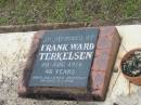 Frank Ward TERKELSEN, died 20 Aug 1978 aged 46 years, brother; Howard cemetery, City of Hervey Bay 