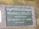 Maurice STELEY, died 15 Aug 1971 aged 27 years; Howard cemetery, City of Hervey Bay 