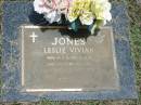 
Leslie Vivian JONES,
born 27-7-12,
died 26-11-91,
missed by wife Mavis,
son Raymond & grandchildren;
Howard cemetery, City of Hervey Bay
