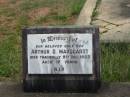 
Arthur O. MARQUARDT,
only son,
died tragically 9 Dec 1923 aged 17 years;
Howard cemetery, City of Hervey Bay
