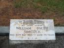 
William Joseph SIMCOCK,
died 28 May 1962 aged 78 years;
Howard cemetery, City of Hervey Bay
