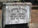 John KENNY, died 29 Jan 1934 aged 53 years; Howard cemetery, City of Hervey Bay 