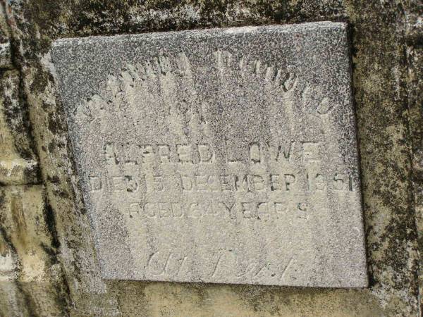 Alfred LOWE,  | died 15 Dec 1951 aged 64 years;  | Howard cemetery, City of Hervey Bay  | 