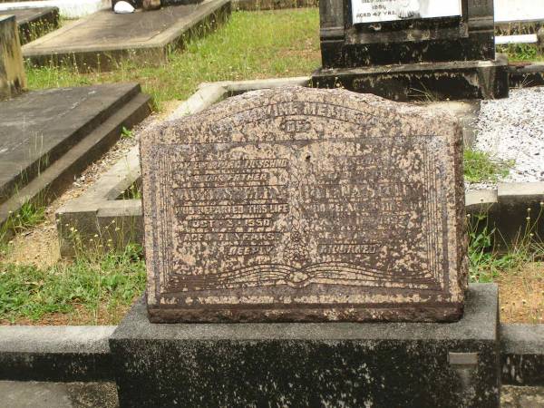 Abel STELEY,  | husband father,  | died 3 Oct 1950 aged 71 years;  | Helena STELEY,  | mother?,  | died 16 Aug 1952 aged 72 years;  | Howard cemetery, City of Hervey Bay  | 