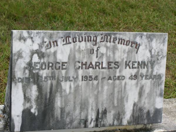 George Charles KENNY,  | died 25 July 1954 aged 49 years;  | Howard cemetery, City of Hervey Bay  |   | 