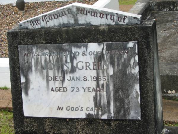 John GREEN,  | died 8 Jan 1955 aged 73 years;  | Howard cemetery, City of Hervey Bay  | 