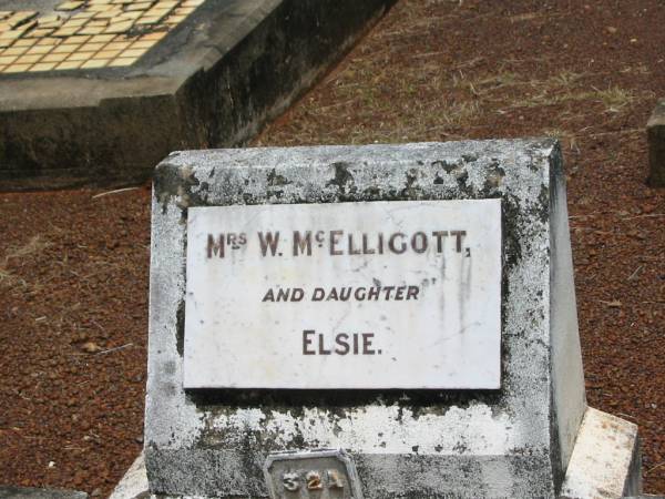 Mrs W. MCELLIGOTT;  | Elsie,  | daughter;  | Howard cemetery, City of Hervey Bay  | 