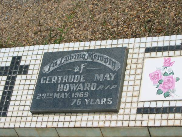 Gertrude May HOWARD,  | died 29 May 1969 aged 76 years;  | Howard cemetery, City of Hervey Bay  | 