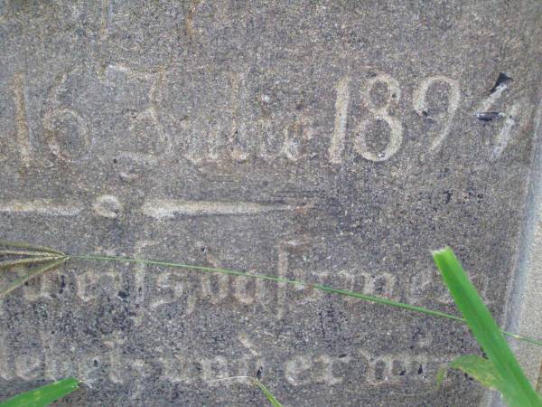 Christian Friedrich Gottfried HENSELIN,  | born 22 Feb 1827 Germany,  | died 16 June 1894;  | Hoya/Boonah Baptist Cemetery, Boonah Shire  | 