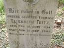 Elisabeth  FRITZ b: 15 Jun 1894 d: 21 Sep 1895 Hoya Lutheran Cemetery, Boonah Shire  